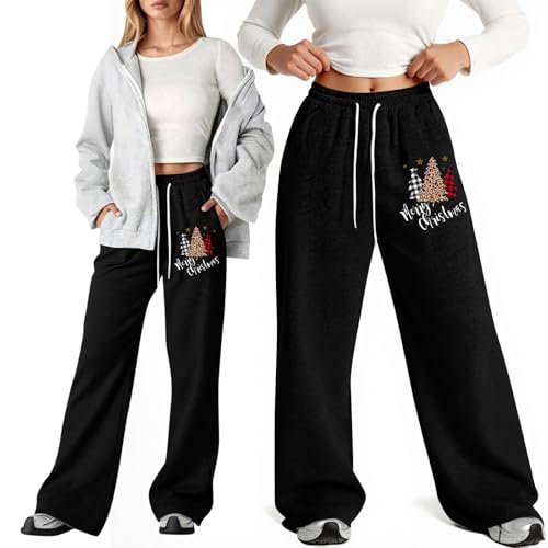 Merry Christmas Girl's Tree Graphic Baggy Sweatpants Lightweight Straight Leg Athletic Pants with Pockets Active Trousers2