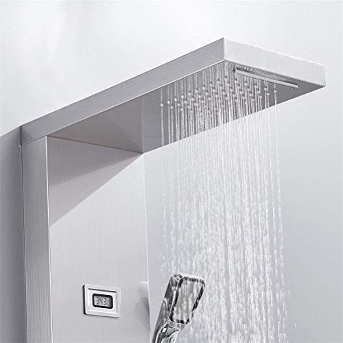 Columna de ducha termostática de pared, torre de ducha de acero inoxidable con panel digital de temperatura, chorros y masaje corporal miniatura 4