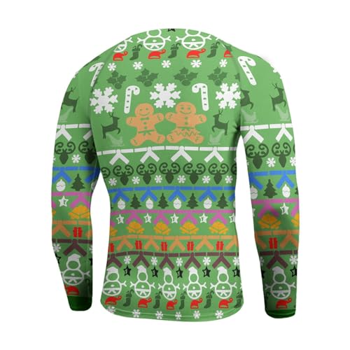 Compression Shirt 4-Way Stretch Construction, Jiu Jitsu Rash Guard Men Long Sleeve Design Christmas3
