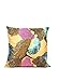 Housse de coussin Africa fleuilles géantes rose, vert pistache, marron sablé, sur fond saumon