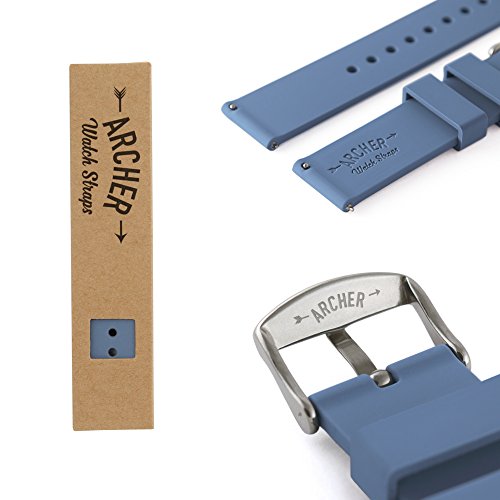 Archer Watch Straps - Silicone Quick Release Soft Rubber Replacement Watch Bands (Steel Blue, 23Mm) #TOP5