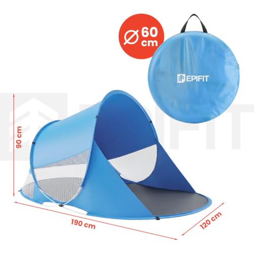 Epifit namiot plażowy typu pop-up, 190x120x90 cm, namiot słoneczny, namiot na plażę, lekki, składany z podłogą, kołkami i torbą LAGUNA40