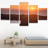 SIGNWIN 5 Panel Canvas Wall Art Landscape Ocean for Home Decorations Ready to Hang - 60