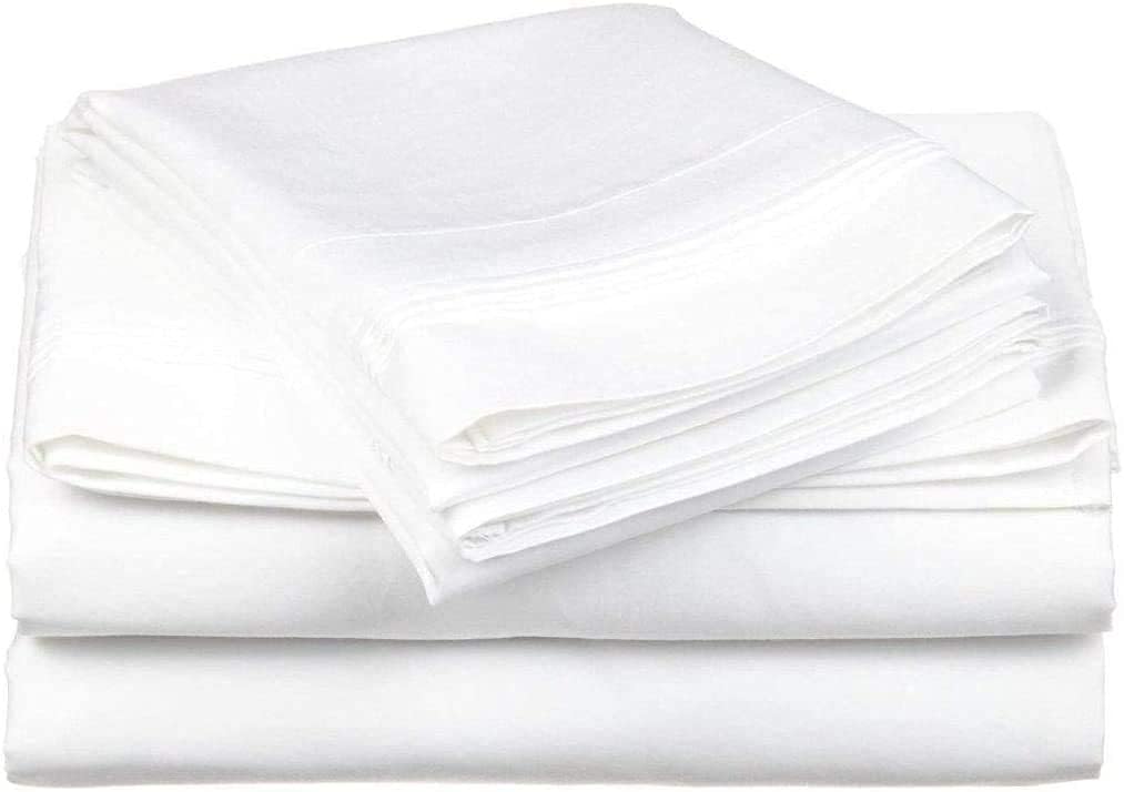 700 TC 100% Egyptian Cotton Sleeper Sofa Bed Sheet Set Solid Full Size (54"x 72"x 7") Color White with 4 -PCS Fitted Straps Premium Quality