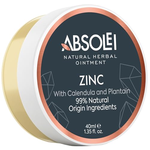 Absolei Zinc Oxide Ointment, Natural Ointment for Itching and Rashes with Calendula and Plantain, 40 ml