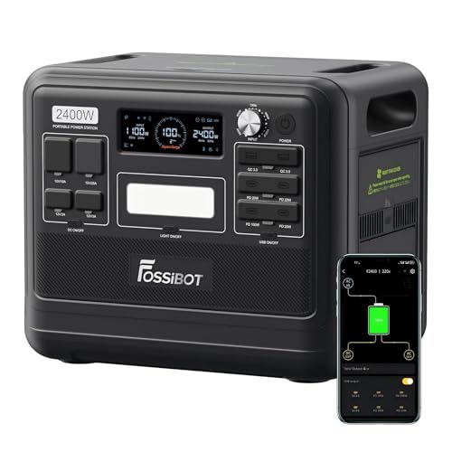 FOSSiBOT F2400 Tragbare Powerstation 2048Wh Solargenerator mit 2400W Ausgang, LiFePO4 Batterie Power srarion Schnellladung für Camping, Wohnmobil, Off-Grid