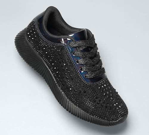 Image of BELOS Women's Glitter Shoes Sparkly Lightweight Metallic Sequins Tennis Shoes Casual Retro Braided Walking Shoes