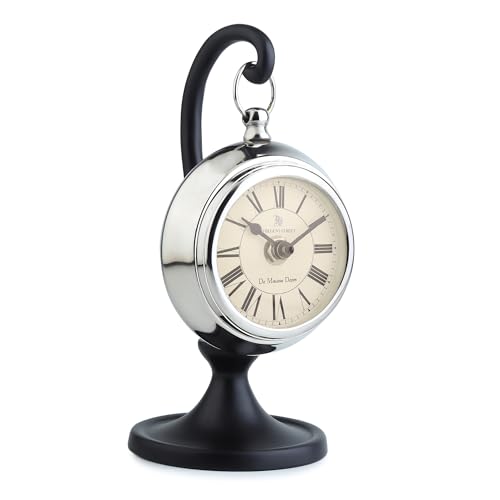 Image of Decor de Maison Brings Handcrafted Seishi Table Clock for KidsRoom, Living Room, Bedroom, Study Table|Classic Non-Ticking Tabletop Battery Operated Analog Desk Clock (Silver)