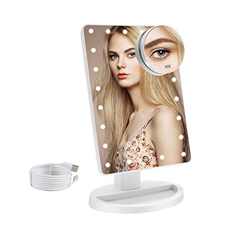COSMIRROR Lighted Makeup Vanity Mirror with 10X Magnifying Mirror, 21 LED Lighted Mirror