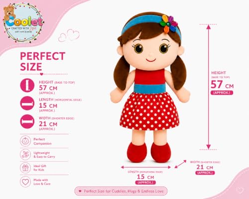 Image of Malina Cute Girl Soft Doll 57 cm | Multicolor Plush Toy for Kids | Soft & Washable Stuffed Doll for Boys & Girls