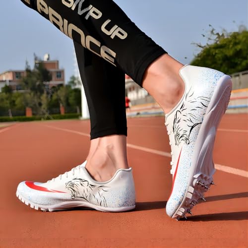 UVCDE Tênis masculino Track Spikes Athletic Sprint Jumping Racing Training Tênis profissional de cor