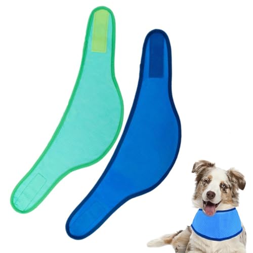 2 Stück Hund Kühlende Bandana, Verstellbare Atmungsaktive EIS-Halsband Schal für Sommer Hitze, Verhindert Überhitzung Sommer Unentbehrlich für Outdoor-Abenteuer (M)
