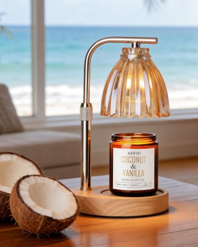 Image of AOOVOO Coconut Vanilla Wickless Candle - Candle for Warmer Lamp | with 10ml Essential Oil for Custom Aroma, Flameless Non-Toxic Soy Scented