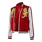 Xiao Maomi Hero Mulan Costume Cosplay Red Jacket Dragon Pattern Spring Autumn Plus Size for Women Halloween Party Carnival(US Women-L, Red)