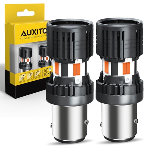 AUXITO CANBUS 1157 LED Bulbs Amber Yellow 4000 Lumens for Turn Signal Lights with Built-in Resistor Anti Hyper Flash 2057 2357 7528 BAY15D P21/5W Blinker Bulb Replacement, Pack of 2