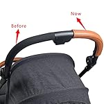 gogolotom PU-Leder-Griffabdeckung, kompatibel mit Cybex Melio Carbon Kinderwagen, Kinderwagen-Buggy, Stoßstange, Armlehnenbezug, Kinderwagen-Zubehör (für Mama-Griff, braun)