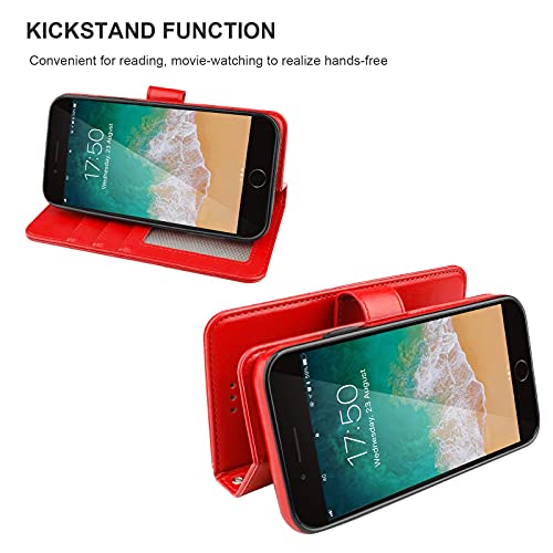 Bocasal for iPhone SE (2022)/SE (2020)/8/7 Wallet Case with Card Holder PU Leather Magnetic Detachable Kickstand Shockproof Wrist Strap Removable Flip Cover for iPhone 7/8/SE2/SE3 4.7 inch (Red) by Bocasal - Image 5