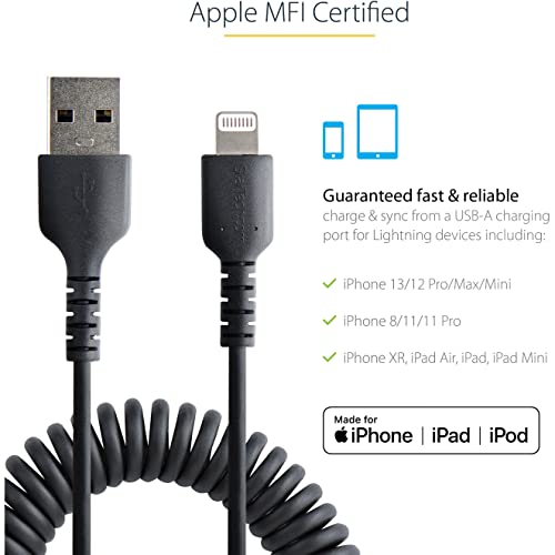 Câble Lightning USB spirale 50 cm à haute résilience pour transfert - 5