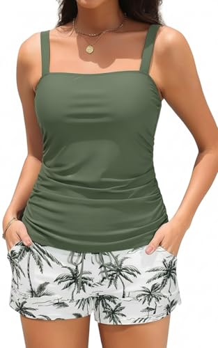 Women Tankini Swimsuit with Shorts - Two Piece Tummy Control Bathing Suit Top with Pockets Boyshorts 2025 Swimwear