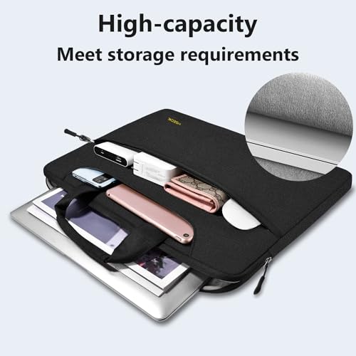 Image of Hseok Laptop Shoulder Bag 13 13.3 14 Inch Case Compatible with MacBook Pro /Neo 14 inch M5 /M4 /M3 /M2 /M1,Mac Air /pro /Neo 13 inch and Most 13 13.3 14 Notebooks,Spill-Resistant Briefcase,Black