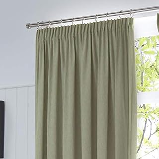 Fusion - Dijon - Blackout / Thermal Insulated Pair of Pencil Pleat Curtains - 90" Width x 54" Drop (229 x 137cm) in Green