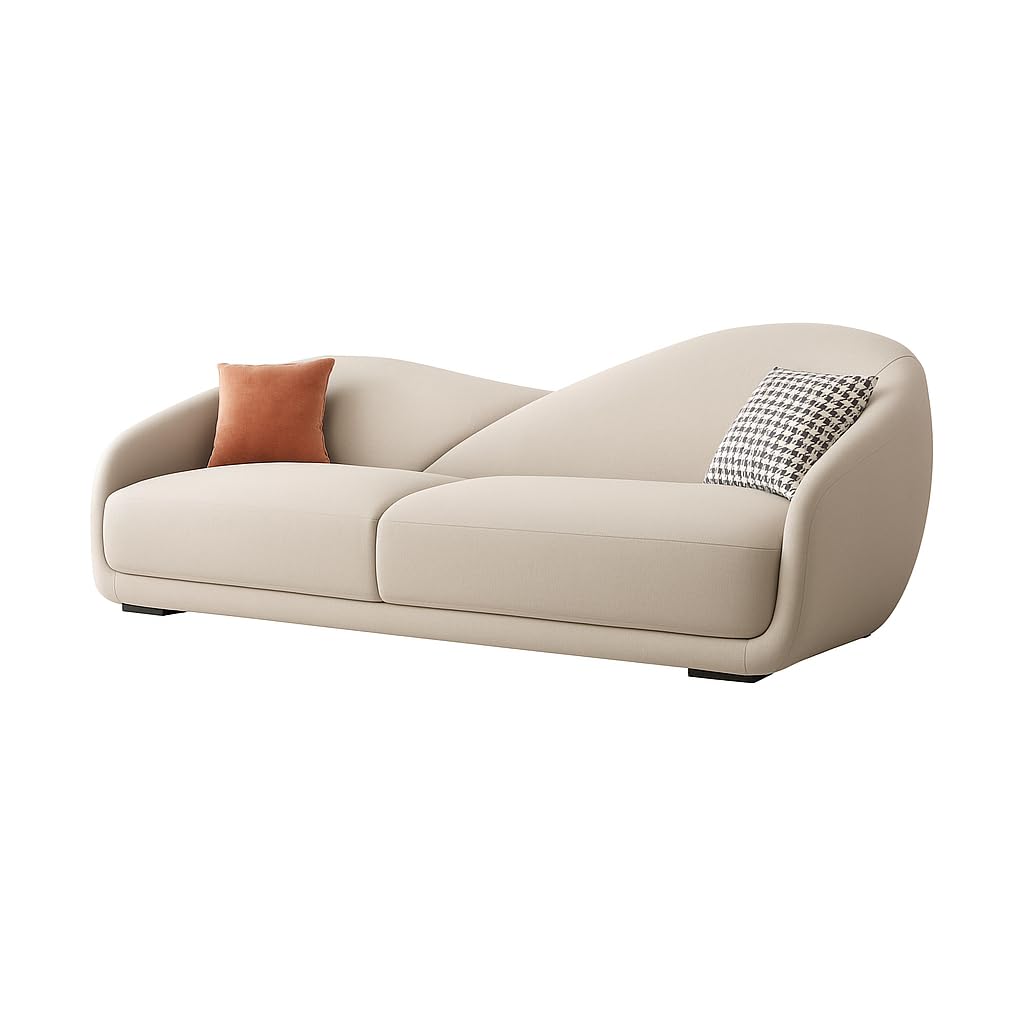 The Crafty Cut Modern 3-Seater Fabric Sofa for Living Room | Designer Beige Couch with Cushions | Minimalist & Comfortable Sofa Set for Home, Office, Lounge & Apartment-image-45