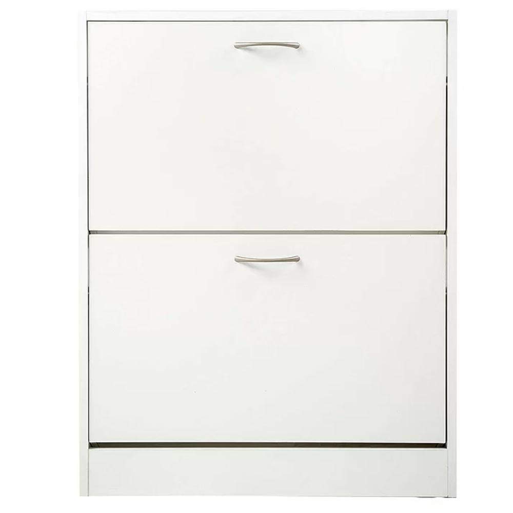 BAKAJI Scarpiera Portascarpe In Legno Melaminico Con 2 Ante a Ribalta E Doppia Profondita' Dimensioni 60x24x83,5cm (Bianco)