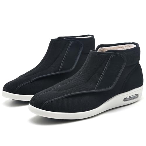 Herr Ortopedisk sko, vinterskor för män, varma diabetiska skor, ortopediska skor för män, extra breda puffiga fötter, Svart, EU 36(23.5cm/9.2in)