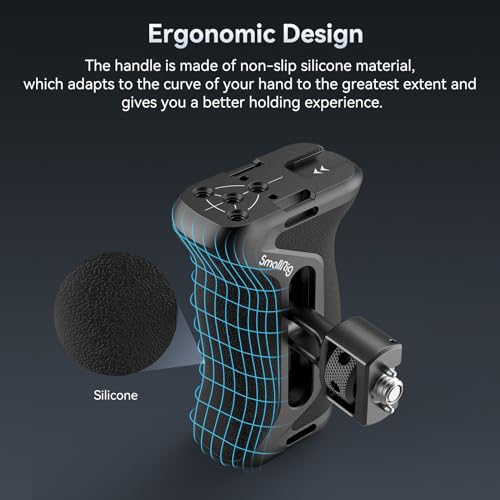 Image of SmallRig Side Handle with (1 /4 inch & 3 /8 inch) Two-in-One Locating Screw, Stretchable Mounting Point, Ergonomic Handgrip with 36mm Up /Down Adjustable, Left /Right Hand Universal
