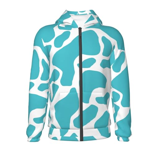Blue Animal Skin Kids Pullover Hoodies Boys Zip Up Sweatshirts Girls Athletic Clothes with Pocket2