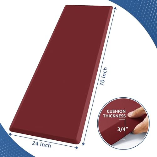 Image of 0.8 inch Thick Kitchen Mat Cushioned Anti Fatigue Rug Comfort Floor Mats | Water-Resistant, Non-Slip, Easy to Clean Comfort Floor Mat for Kitchen, Sink & Office, Multiple Colors & Sizes, 70 inch x 24 inch
