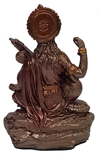 Purpledip Resin Idol Saraswathi, Goddess Of Knowledge Music Arts: Collectible Bronze Finish Statue for Home Temple 3 Inches (12562) - Image 4