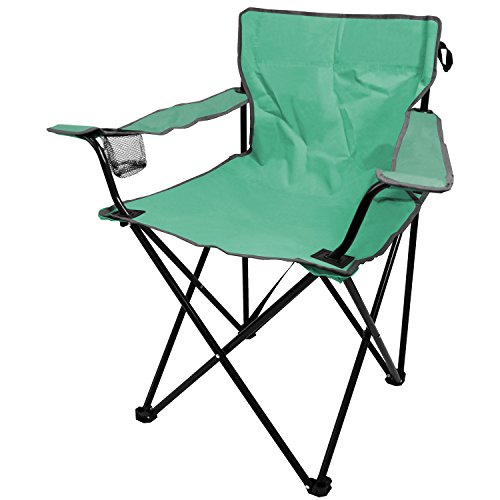 Wohaga Campingstuhl inkl. Becherhalter, tragbar, faltbar, Outdoor Garten Balkon Strand Camping Klappstuhl Faltstuhl, Farbe:Türkis