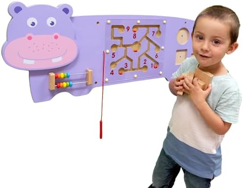 SPARK & WOW Hippo Activity Wall Panel, 3 Activities for Ages 18m+