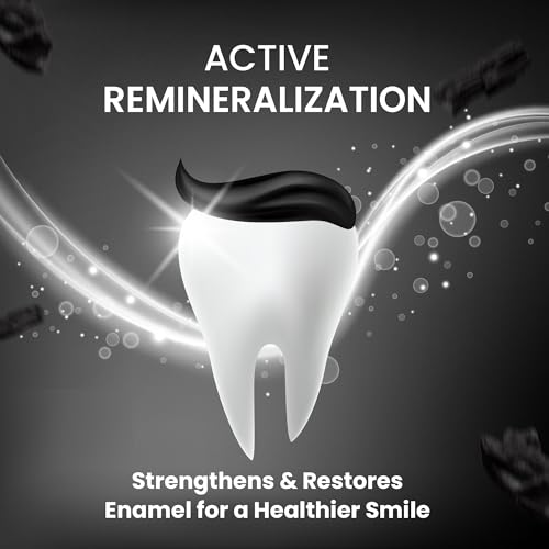 Image of Vernam Charcoal Whitening Toothpaste 100g | Timur Wood Activated Charcoal & Hydroxyapatite | Enamel Repair & Stain Removal | Fluoride-Free Anti Cavity, Gum Care | Vegan | 6% Bio-HAP, Fluoride Free & Activated Charcoal for Brighter Teeth