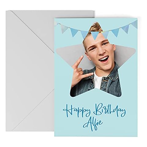 Personalised Birthday Card - Customised Greeting Card - Add Your Own Photo and Name - Regular A5 Card - Sustainable Recyclable Materials Made in the UK - Envelope Included Cover