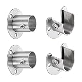 QUARKZMAN 4 Stück Kleiderstangen Halterungen 7/8 Zoll 304 Edelstahl Flansch Stangenhalter 1.1 Zoll Höhe Kleiderstangen Endhalterungen Für Kleiderschrank Garderobe Duschvorhang Silber