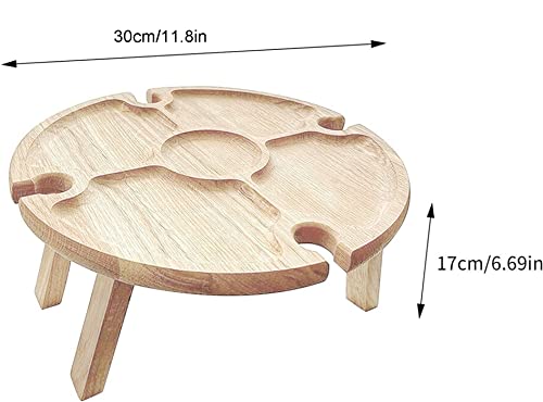Wooden Outdoor Folding Picnic Table,Portable Creative 2 In 1 Wine Glass Rack & Compartmental Dish For Cheese And Fruit,Collapsible Table For Lawn,Beach,Outdoors, Garden, Travel #TOP1