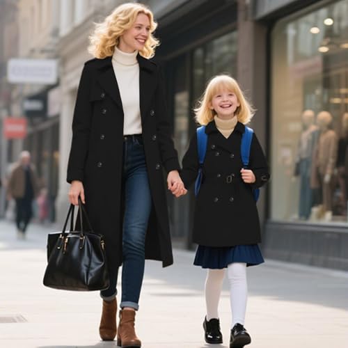 Betusline Womens & Girls Waterproof Trench Coat Double Breasted Lapel Overcoat Outerwear, 3 Years - Women 2XL3