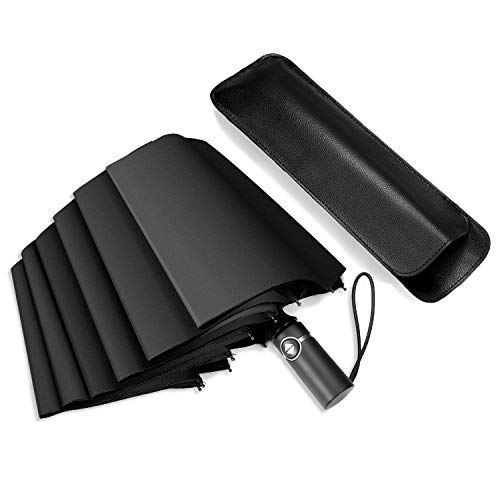 ADORIC umbrella windproof Auto Open/Close umbrella, large light weight compact umbrella with Reinforced Windproof Frame, Fast Drying Coating for men, women, kids (Black)