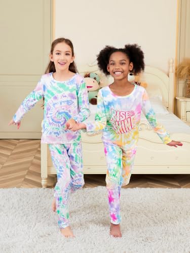 Image of Beezizac Girls Pajamas Cute Print Short /Long Sleeve Pants Set Size 6-18