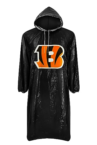 Image of NFL Waterproof Rain Poncho for Adults, Sporty, Elastic Sleeves and Drawstring Hood, Unisex Rain Coat
