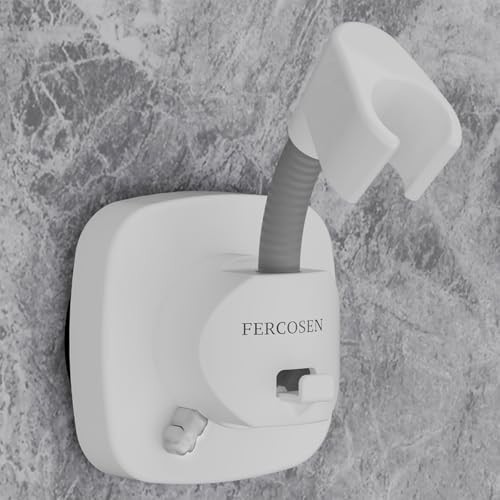 FERCOSEN Support douche 360° ventouse, 10kg, blanc, installation facile