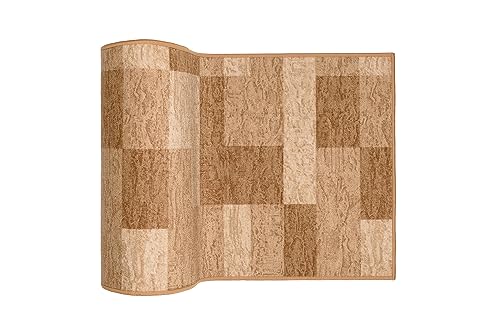 TAPISO Anti Rutsch Teppich Läufer rutschfest Brücke Meterware Modern Braun Beige Gelb Vierecke Geometrisch Design Flur Küche Wohnzimmer… – Ansicht 8