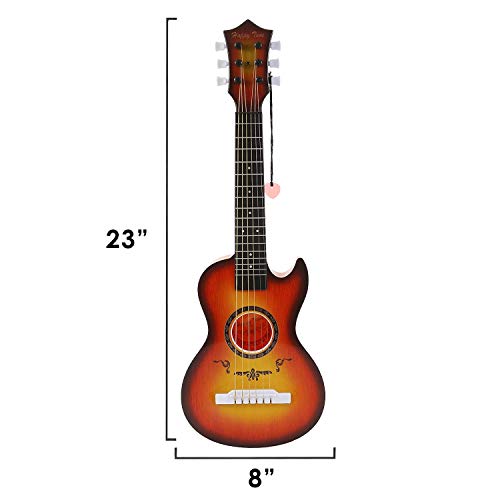 23" Acoustic Guitar, Kids 6 String Toy Guitar - Realistic Steel Strings - Beginner Practice First Musical Instrument For Children, Toddlers (Cherry Sunburst) #TOP3