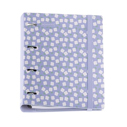 Miquelrius - Classeur à anneaux A4 en plastique polyfoam, Classeur avec recharge de 100 feuilles quadrillées + 4 intercalaires + 1 enveloppe en polypropylène, classeur 4 anneaux, fermeture en