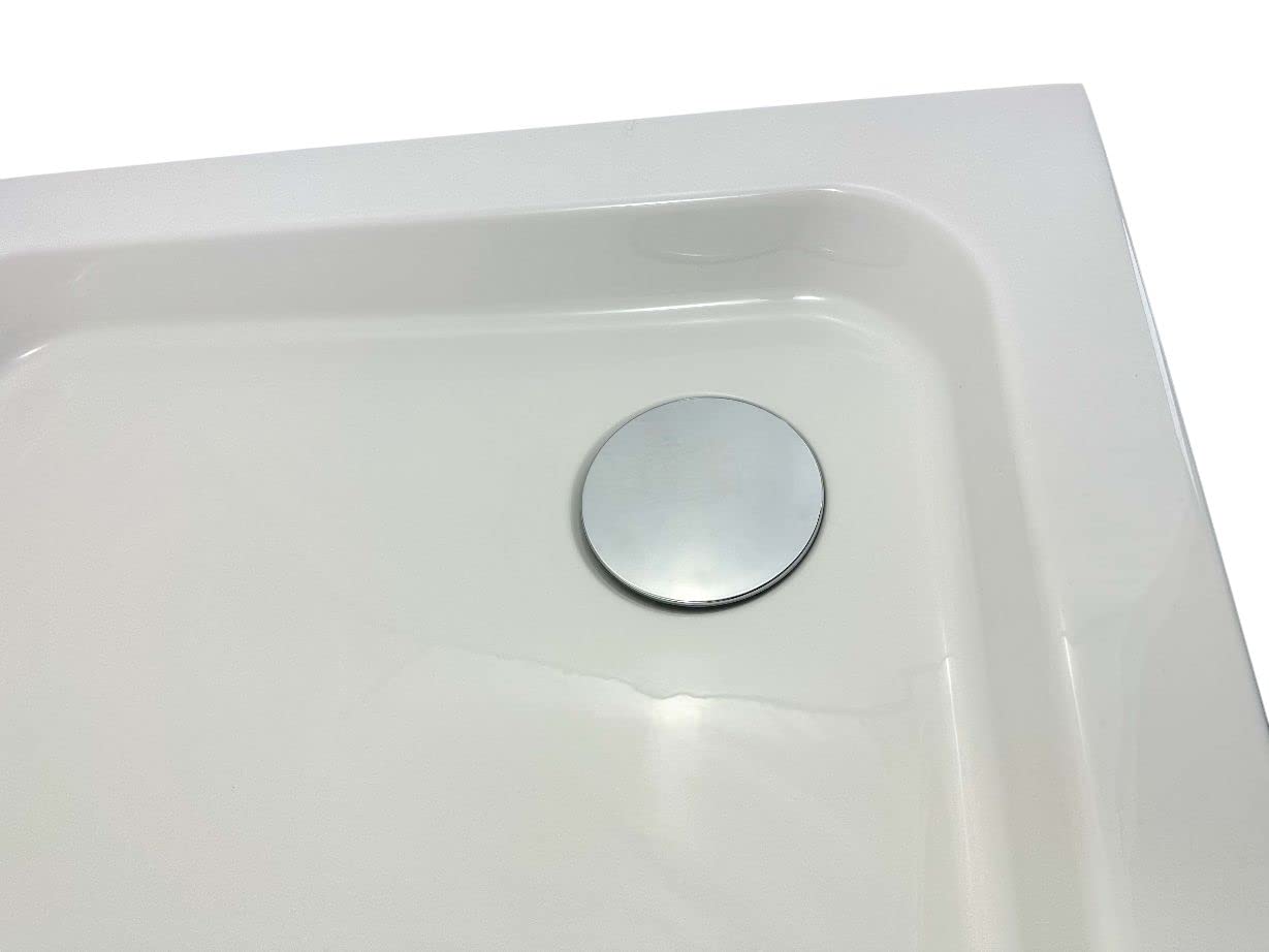 ECOLAM Garniture d'écoulement Siphon Bonde pour Receveur de Douche chromé Extra Plat 58 mm Siphon Ø 90 mm écoulement Jano 7302S