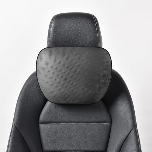 POKSRI 1P Cuir de Vache véritable appuie Tete Voiture,Repose Tete Voiture cale pour Conduire,Support de Coussin,Polyester d'origine...
