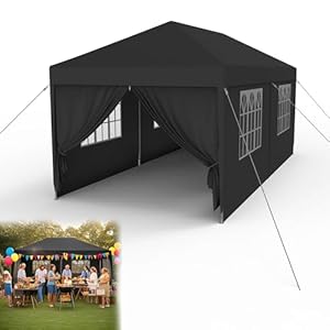 YRHome Paviljoen, partytent, stabiel, waterdicht, winterbestendig, uv-bescherming, tuinpaviljoen, feesttent, biertent, campingtent met zijdelen en ramen, voor tuin en camping