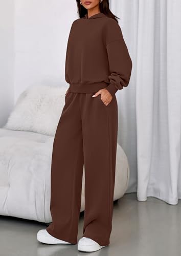 Image of PRETTYGARDEN Womens Sweatsuits 2 Piece Set 2026 Casual Winter Long Sleeve Hoodie Loose Wide Leg Sweatpants Fall Tracksuit